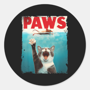 Paws Cat Mouse Parody Cat Shark Chasing Mouse Kitt Classic Round Sticker