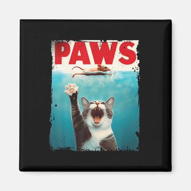 Paws Cat Mouse Parody Cat Shark Chasing Mouse Kitt Magnet (Front)