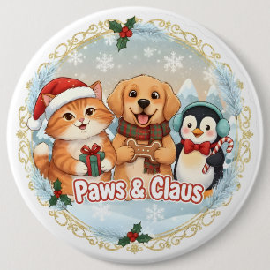 Paws & Claus 6 Inch Round Button