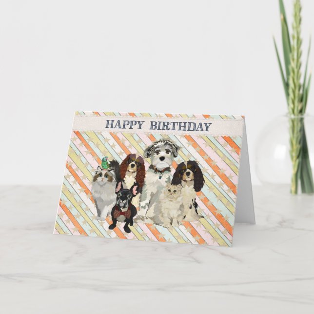 PAWS, CLAWS & FEATHERS Birthday Card (Front)
