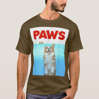 Paws Dog Parody 80s Corgi Shark Funny Dog Gift T-Shirt