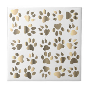 Paws Dog Pet Taupe Beige Gold Tile