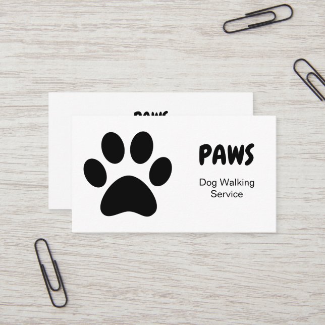 Paws Dog Walking  Business Card (Front/Back In Situ)