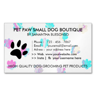 Paws dogs pet grooming 	Magnetic business card