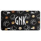 Paws Faux Glitter Black License Plate