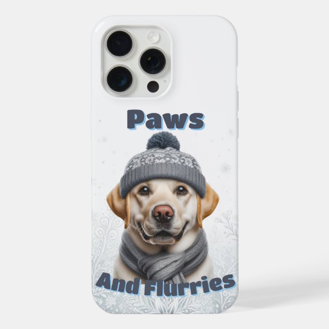 Paws & Flurries - Winter Dog Design iPhone Case (Back)