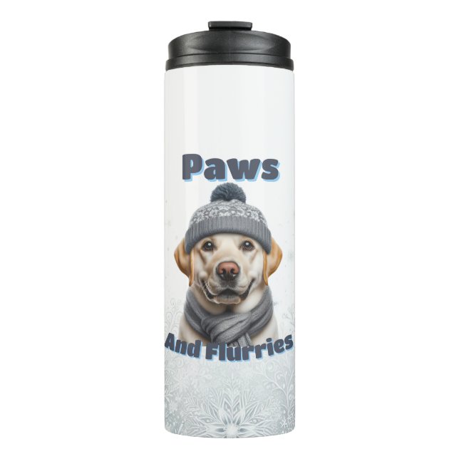 Paws & Flurries - Winter Dog Design Thermal Tumbler (Front)