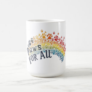 Paws for All – Rainbow Paw Print Unity Coffee Mug