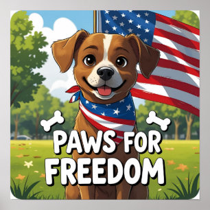 Paws for Freedom Festive Dog Poster Print