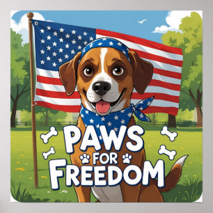 Paws for Freedom Patriotic Dog Poster Print