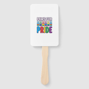Paws for Pride Rainbow Paw Print Pet Lover Shirt_1 Hand Fan