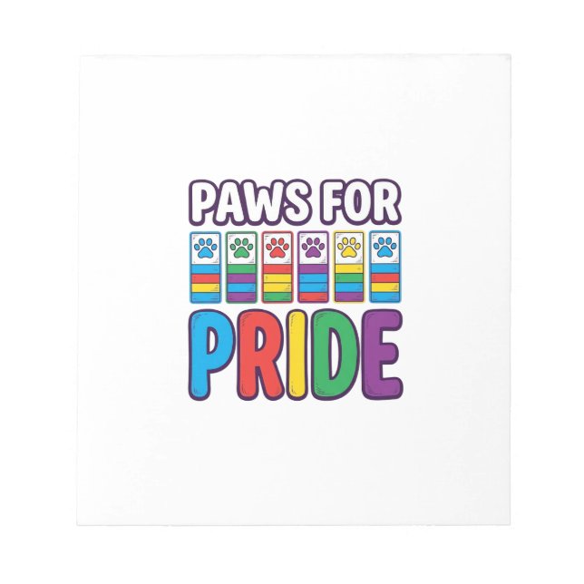 Paws for Pride Rainbow Paw Print Pet Lover Shirt_1 Notepad (Front)