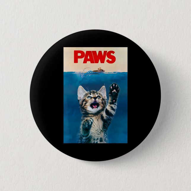Paws Funny Cat Parody Cat Lover Gift Kitten Shark  2 Inch Round Button (Front)