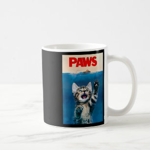 Paws Funny Cat Parody Cat Lover Gift Kitten Shark  Coffee Mug