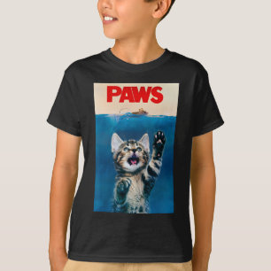 Paws Funny Cat Parody Cat Lover Gift Kitten Shark  T-Shirt