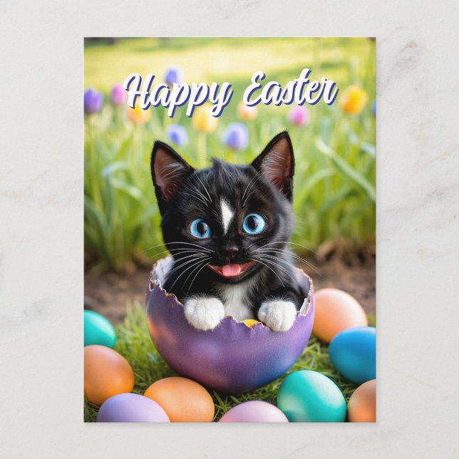 Paws in a Pod: Felini’s Egg-stra Cozy Nest Holiday Postcard (Front)