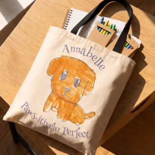 Paws-itively Perfect Cute Golden Puppy Dog Kid Art Tote Bag