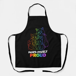 Paws-itively Proud Cute Kitten Rainbow Cat Feline Apron