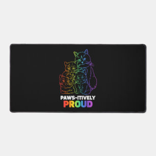 Paws-itively Proud Cute Kitten Rainbow Cat Feline Desk Mat