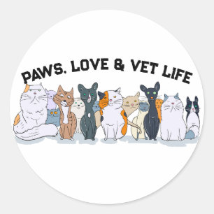 Paws, Love & Vet Life Classic Round Sticker