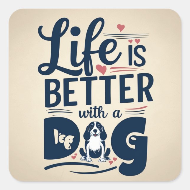 Paws Make Life Square Sticker (Front)