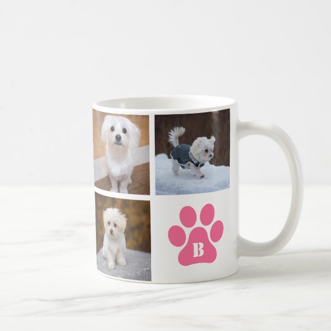 Paws Monogrammed 6 Photo Collage Best Dog Ever Coffee Mug (Right)