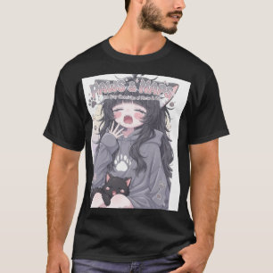 Paws & Naps Cozy Anime Girl & Cat Aesthetic Street T-Shirt