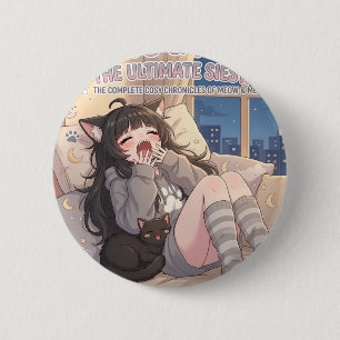 Paws & Naps The Ultimate Siesta Anime Girl Button 