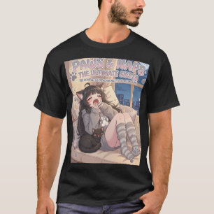 Paws & Naps The Ultimate Siesta Cozy Anime Girl Ap T-Shirt