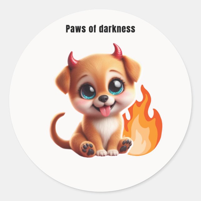 Paws of Darkness Fire Dog Sticker (Front)