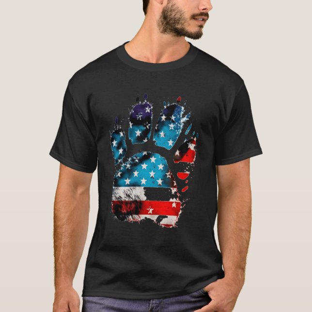 Paws Of Patriotism Cat Paws On Usa Flag For Cat T-Shirt (Front)