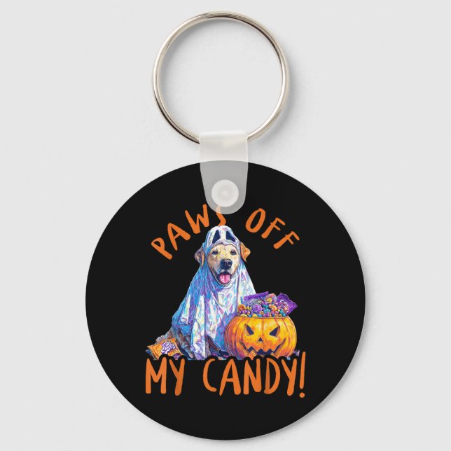 Paws Off My Candy - Halloween Dog Keychain (Front)