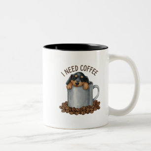 Paws off my coffee-Sleepy pup Edition Two-Tone Coffee Mug