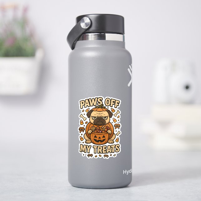 Paws Off My Treats Grumpy Pug Pumpkin Halloween (HydroFlask)