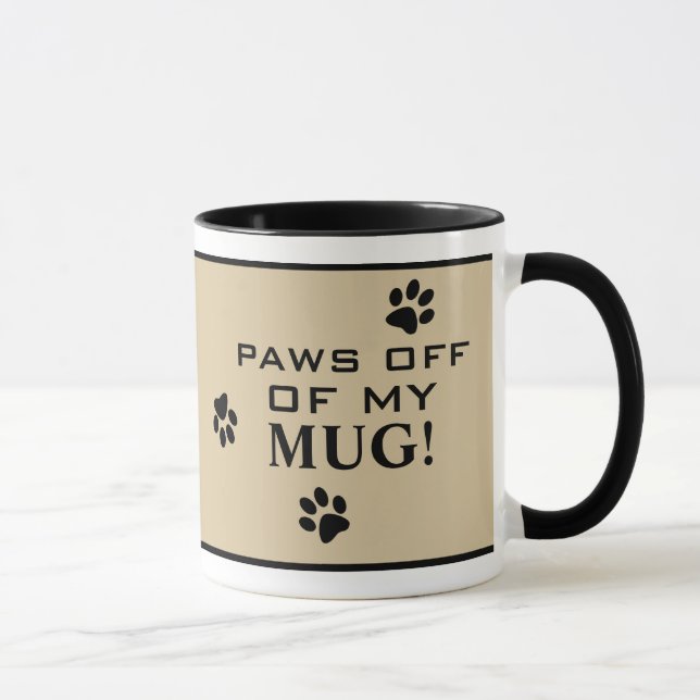 Paws Off Quote Dog Paw Hot Beverage Specialty Mug (Right)