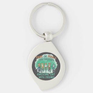 Paws on Pedals: An Awesome Day with Friends Keychain