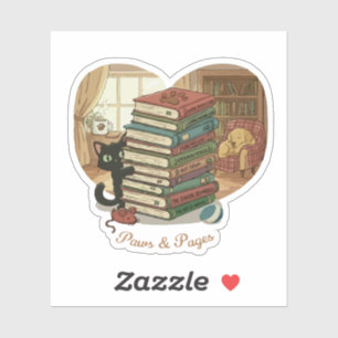 Paws & Pages   Cute Cat & Dog in Cozy Library Book