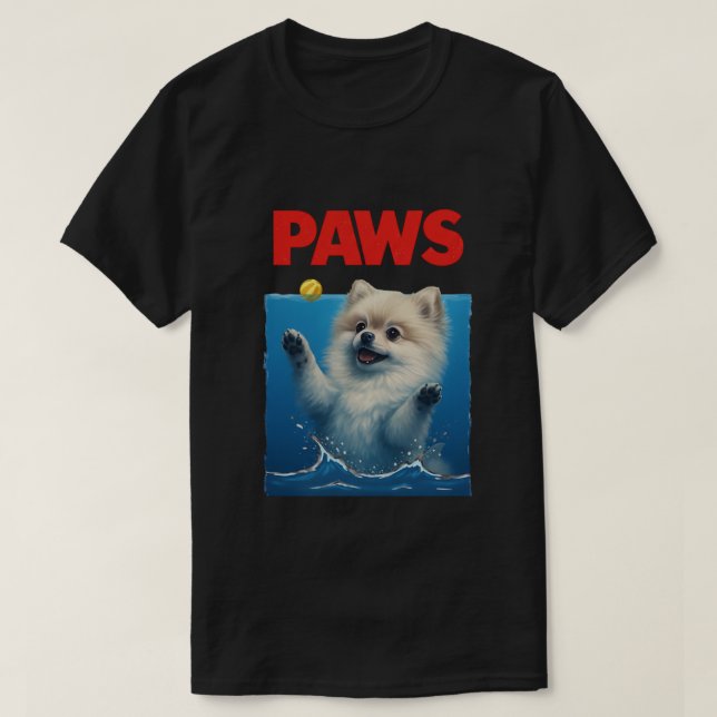 Paws Parody Black dog Chasing a Cute Scared Mouse  T-Shirt (Design Front)