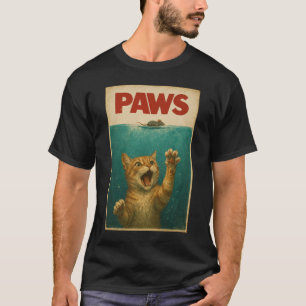PAWS Parody Cat Mouse Humorous Cat Chasing Mouse  T-Shirt