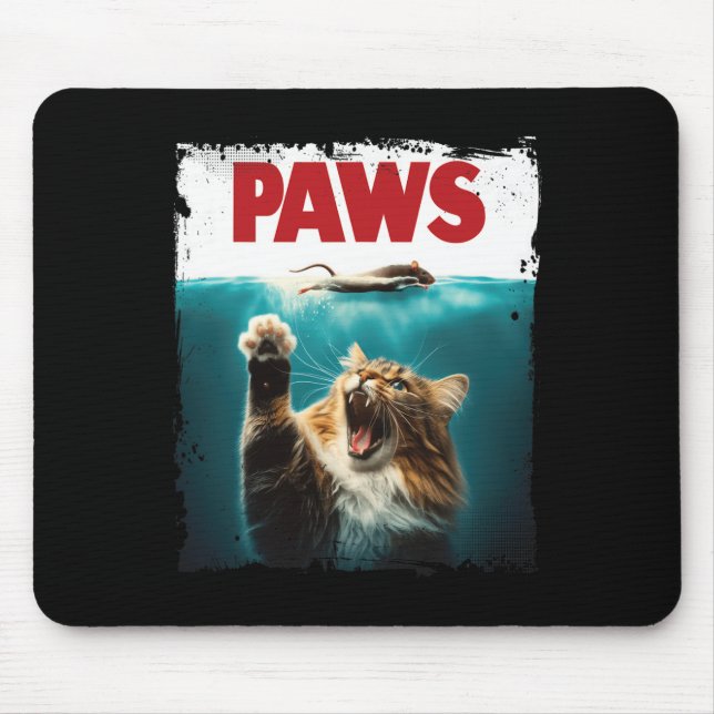 Paws Parody Cat Mouse Humourous Cat Chasing Mouse  Pad (Front)