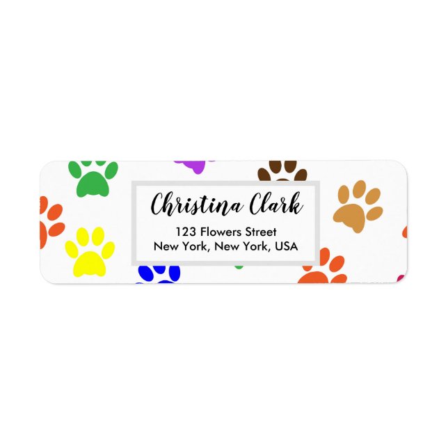 Paws Pattern Cute Personalized Custom Address (Front)
