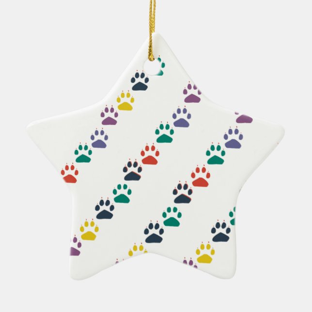 Paws Paws Prints Rainbow Colourful New  Pet Ceramic Ornament (Front)