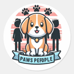 Paws Pefople Cute Dog and Humans Equality  Classic Round Sticker