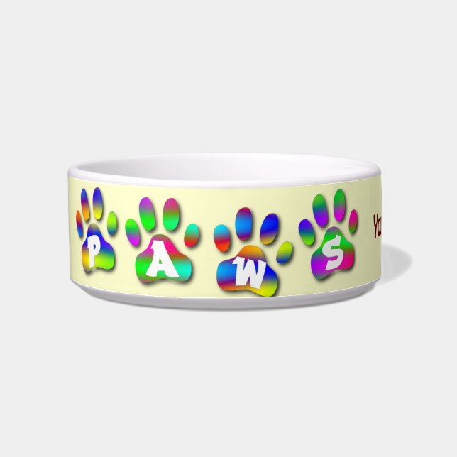 Paws Personalized Dish For Your Pet Dog or Cat (Left)