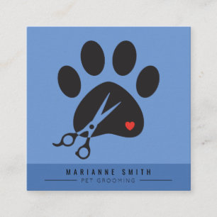 Paws Pet Grooming Salon Square Business Card