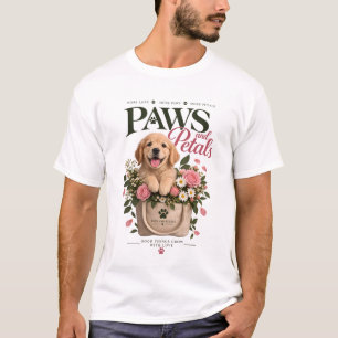Paws & Petals – Botanical Golden Retriever Floral T-Shirt