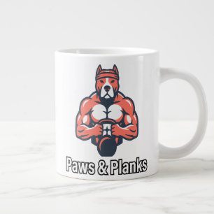 Paws & Planks Muscular Dog Fitness Poster Large Coffee Mug