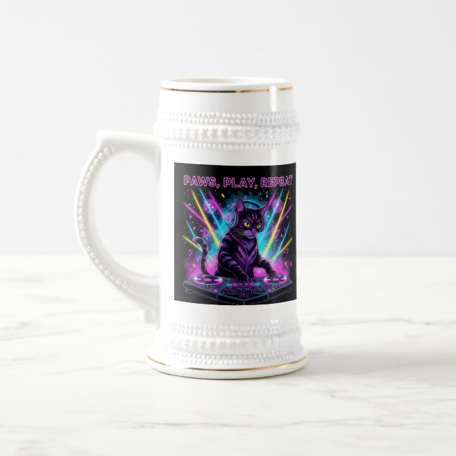 Paws Play Repeat DJ Cat Mug | Music Lover Funny Gi (Left)