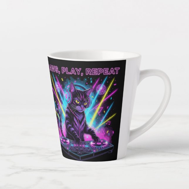 Paws Play Repeat DJ Cat Mug | Music Lover Funny Gi (Right)