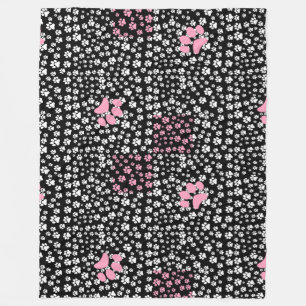 Paws print pattern NS 01b. Black BG Fleece Blanket